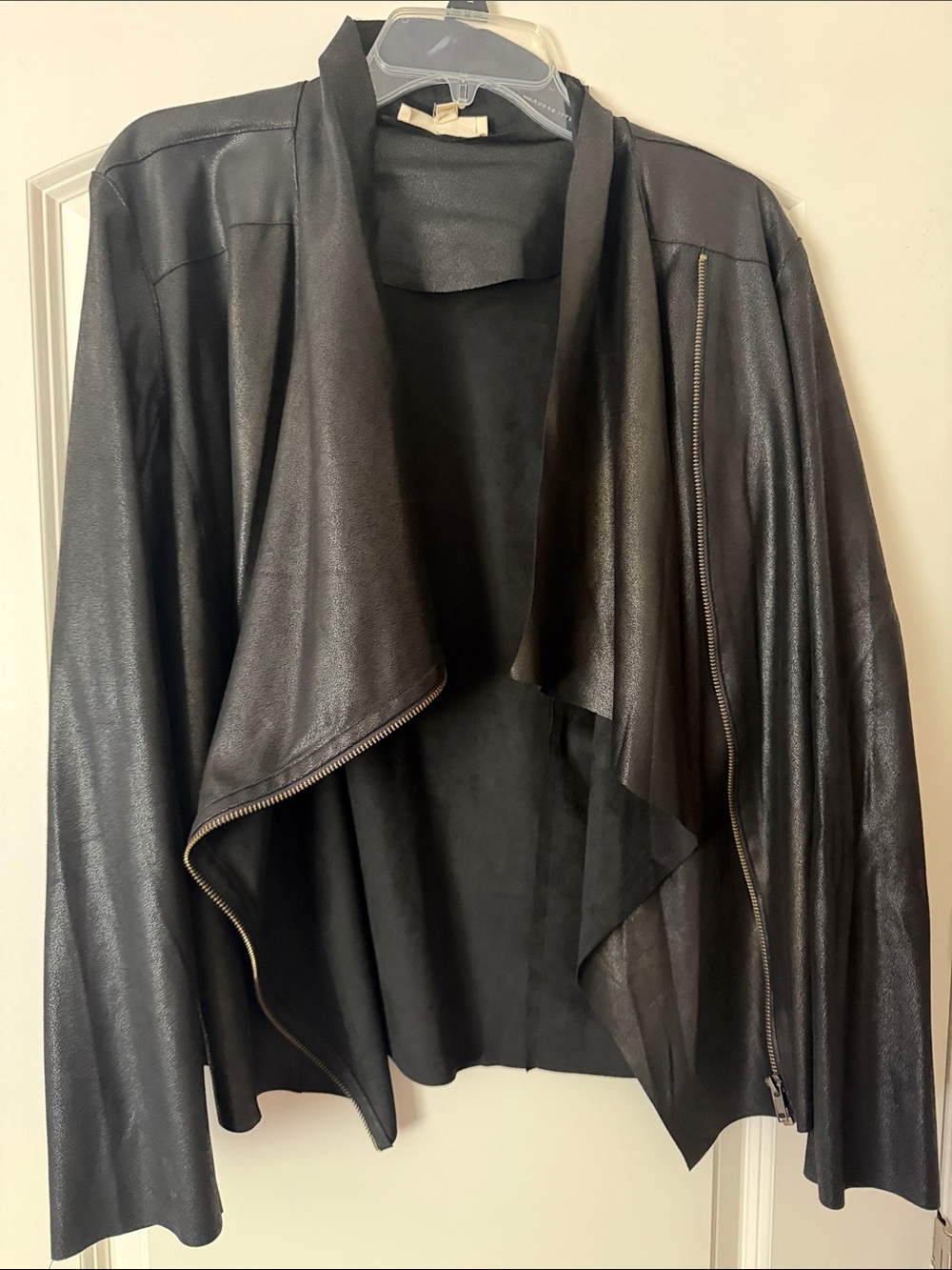 Kingston Black Draped Faux Leather Jacket